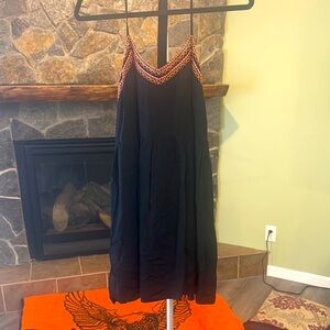 Super adorable little Black Dress with Colorful Crochet Trim!